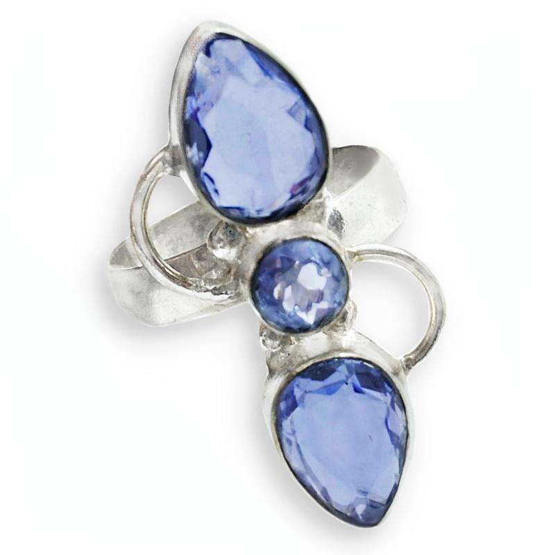Tanzanite Violet Blue Quartz set in .925 Sterling Silver Plated Ring Size US 7 / UK O