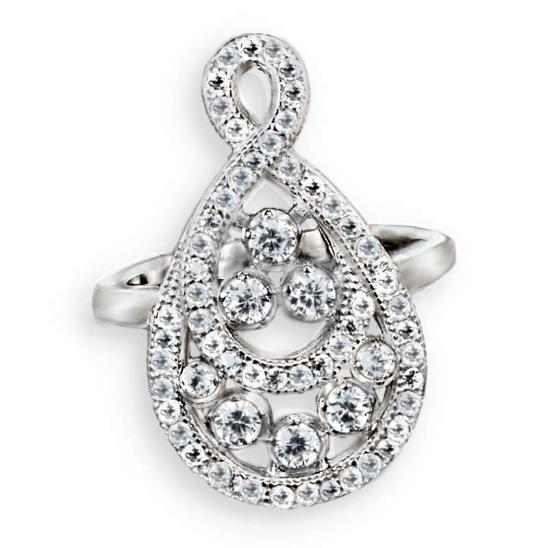 Artistic Eternity Symbol AAA Wedding Engagement White Cubic Zirconia Solid.925 Silver Ring Size 7