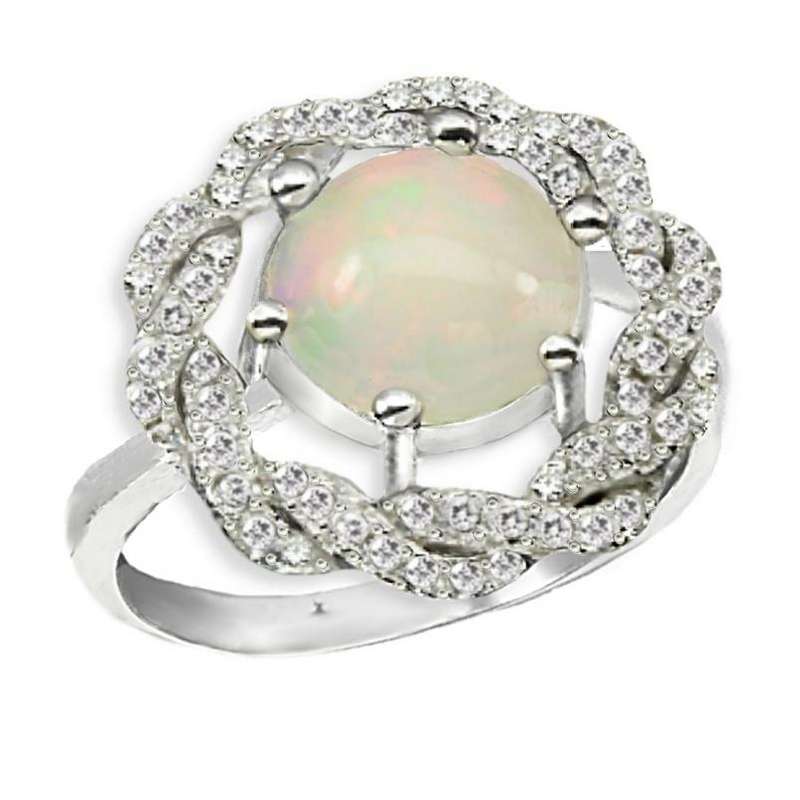 Regal 24.05 cts Ethiopian Fire Opal CZ Gemstone set in Solid .925 Sterling Ring Size 9 or R