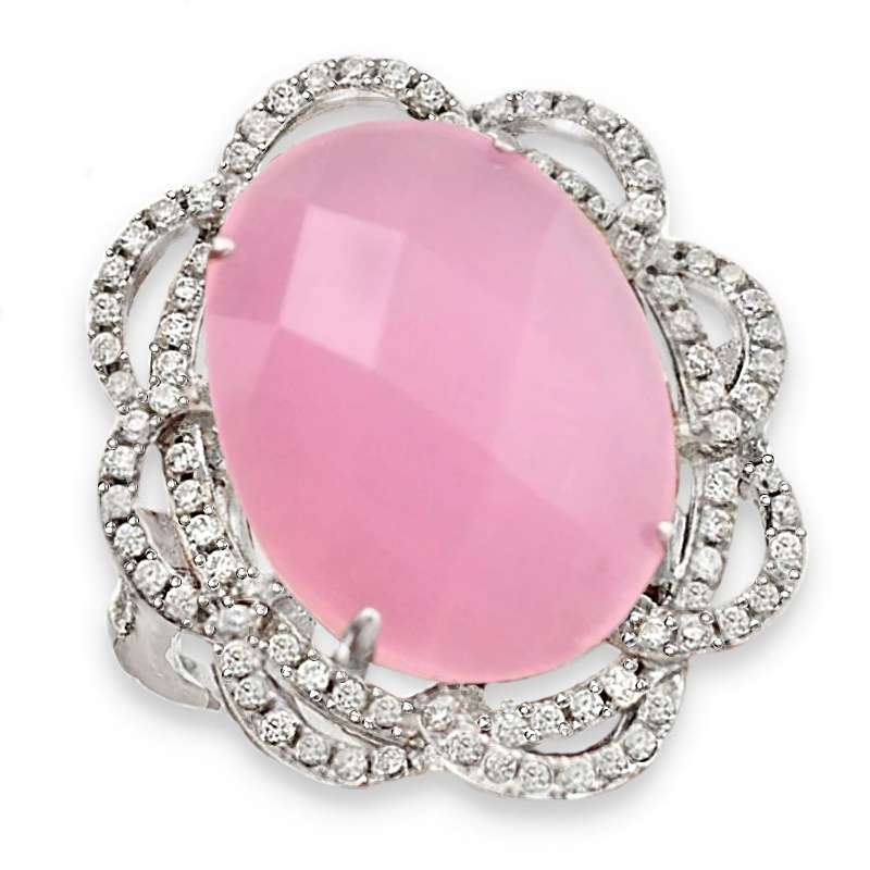 Turkey- Istanbul 15.68 cts Chalcedony White Topaz set in Solid .925 Sterling Silver Ring Size 8 / Q