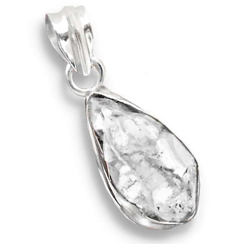 Natural Double Terminated Herkimer Diamond set in Solid .925 Sterling Silver Pendant
