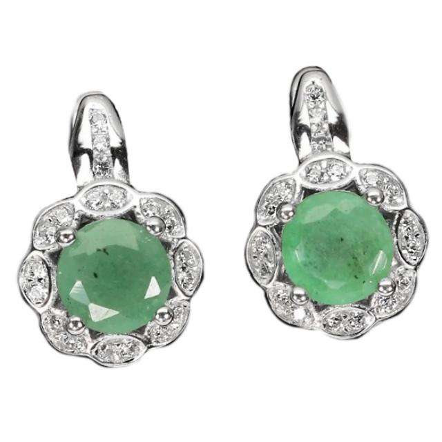 Deluxe Natural Unheated Brazilian Emerald Solid .925 Sterling Silver 14k White Gold Necklace