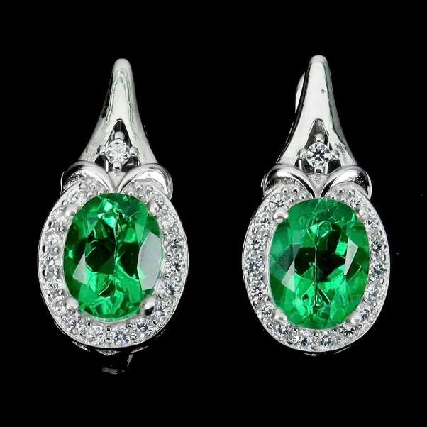 Exotic Natural Brazilian Green Topaz White CZ Solid .925 Sterling Silver 14k White Gold Ring Size 8