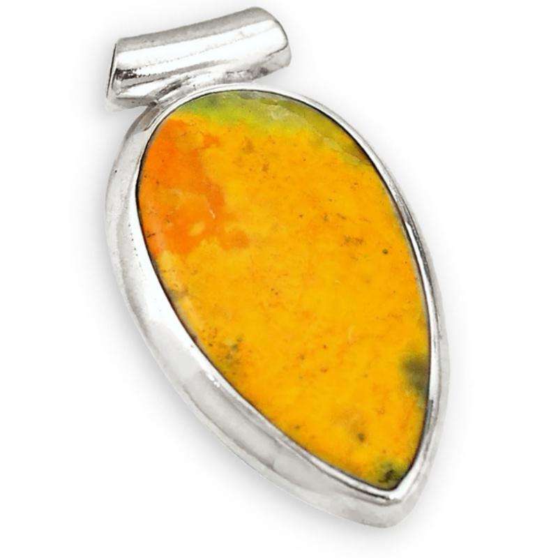 Natural Australian Bumble Bee Jasper Pear Shape Gemstone set in Solid .925 Sterling Silver Pendant