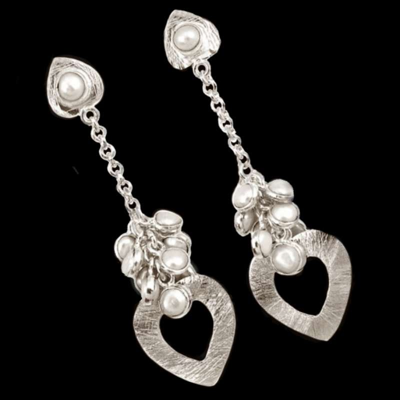 9.62 cts Natural White Pearl set in Solid .925 Sterling Silver Drop Dangle Stud Earrings