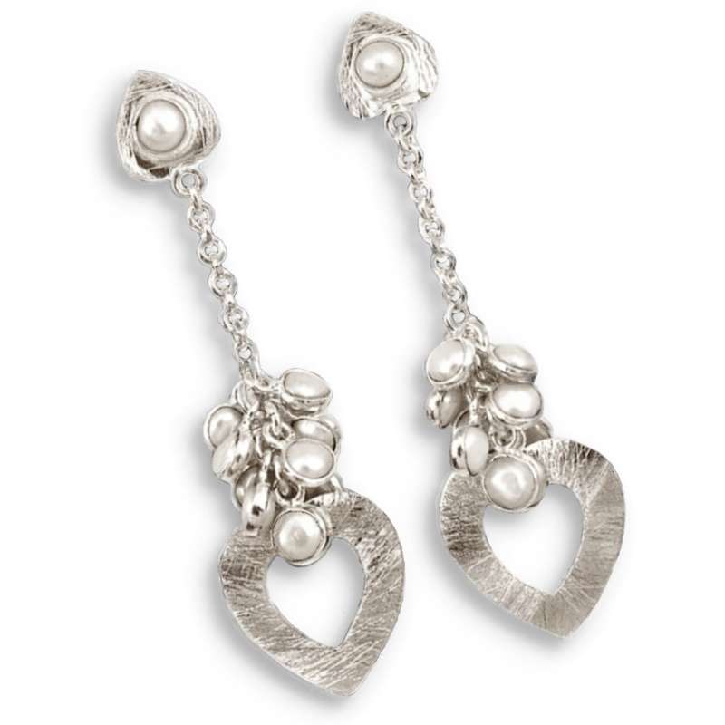 9.62 cts Natural White Pearl set in Solid .925 Sterling Silver Drop Dangle Stud Earrings