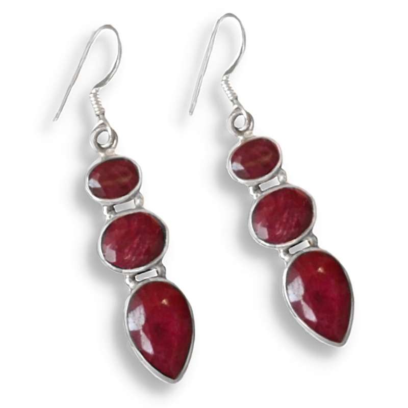 Handmade Cherry Ruby Gemstone Set in Solid .925 Sterling Silver Earrings