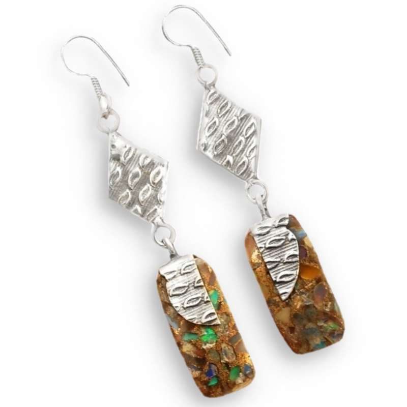 78.5 Cts Natural Ethiopian Fire Opal In Pyrite Set In Solid. 925 Sterling Silver Pendant