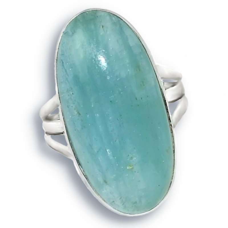 13 x 15 mm Natural Brazilian Aquamarine Set in Solid .925 Sterling Silver Ring Size 9.5 OR S1/2