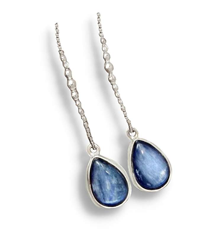 Natural Kyanite Pear Shape Gemstone set in Solid 925 Sterling Silver Earrings