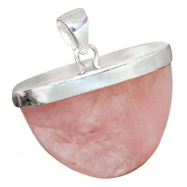 11.3 gms Natural Rose Quartz Gemstone Capped with Solid.925 Sterling Silver Fine Pendant