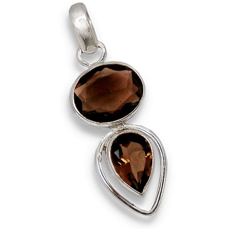 Natural Smoky Topaz Gemstones set in  Solid 925 Sterling Silver Dainty Pendant