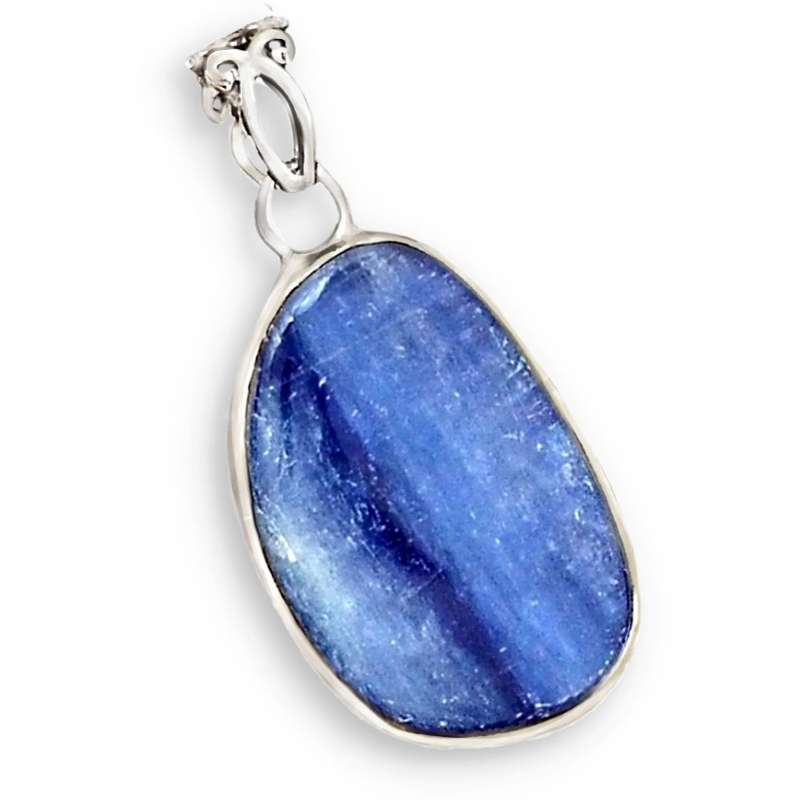 Stylish Natural Kyanite Gemstone .925 Sterling Silver Kyanite Pendant