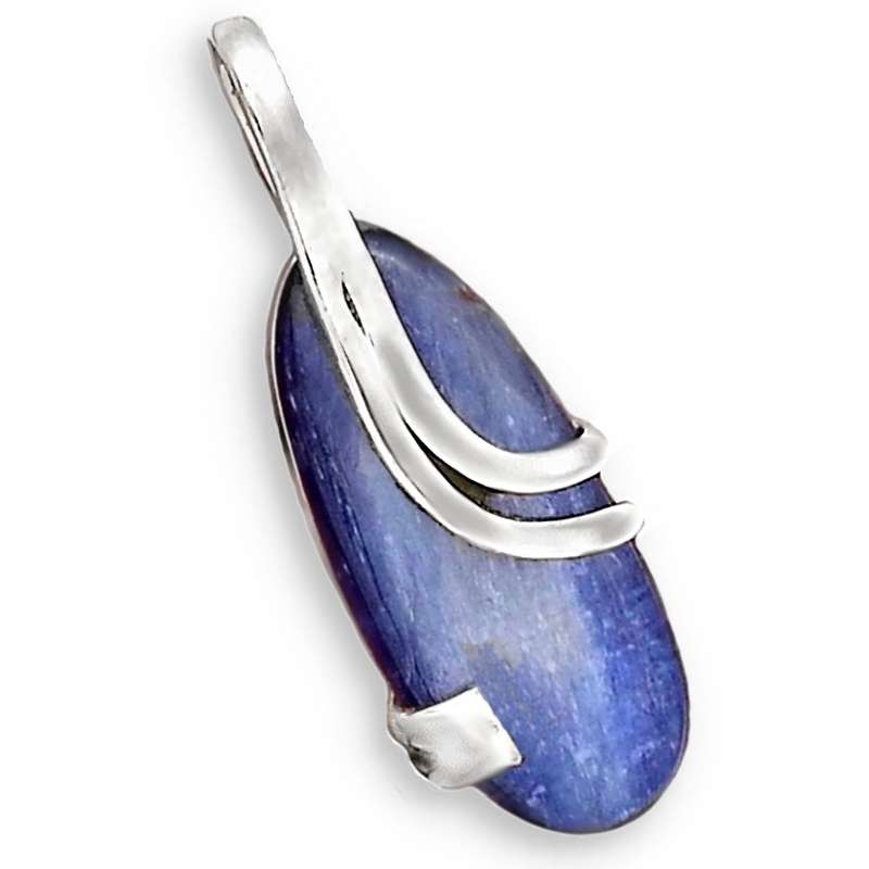 Stylish Natural Kyanite Oval Gemstone set in Solid .925 Sterling Silver Modern Pendant