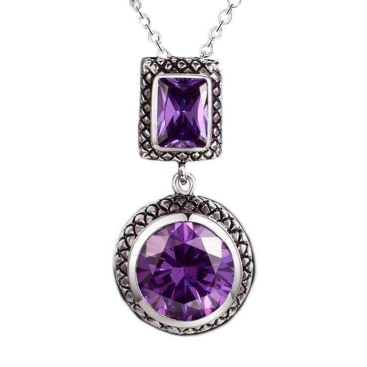 Purple Amethyst Mixed Shapes set in 925 Sterling Silver Plated Handmade Ethnic Style Pendant