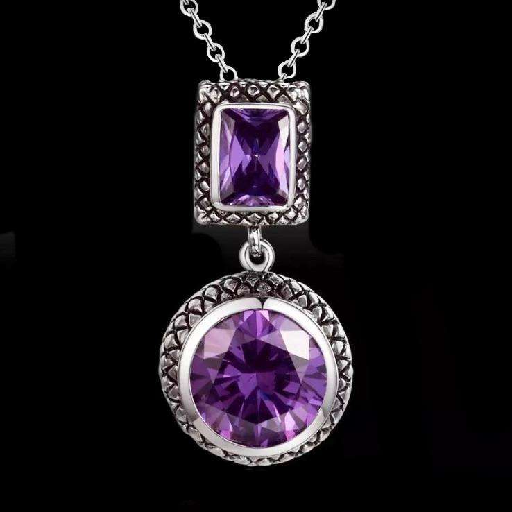 Purple Amethyst Mixed Shapes set in 925 Sterling Silver Plated Handmade Ethnic Style Pendant