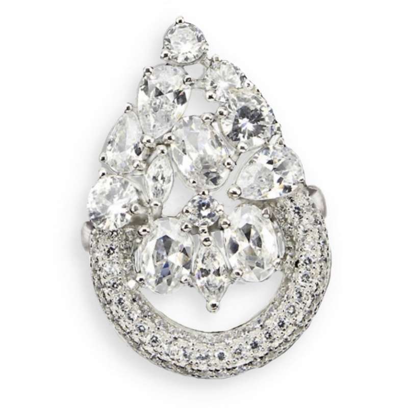 Deluxe 30.60 Ct White Cubic Zirconia set in Solid .925 Sterling Silver 14K W/Gold Ring Size 9 / R1/2