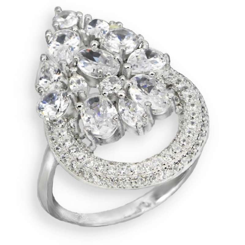 Deluxe 30.60 Ct White Cubic Zirconia set in Solid .925 Sterling Silver 14K W/Gold Ring Size 9 / R1/2