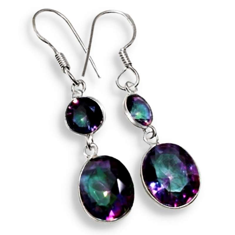 Mystic Rainbow Topaz Dangle .925 Sterling Silver Fashion Earrings