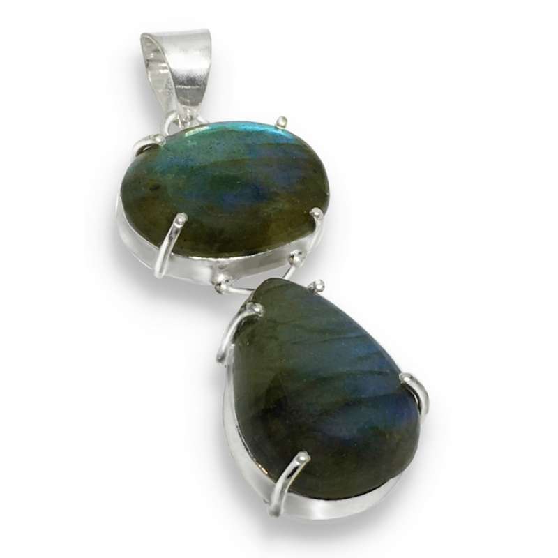 Natural Fiery Labradorite Mixed Shape Gemstone in .925 Sterling Silver Plated Handmade Pendant