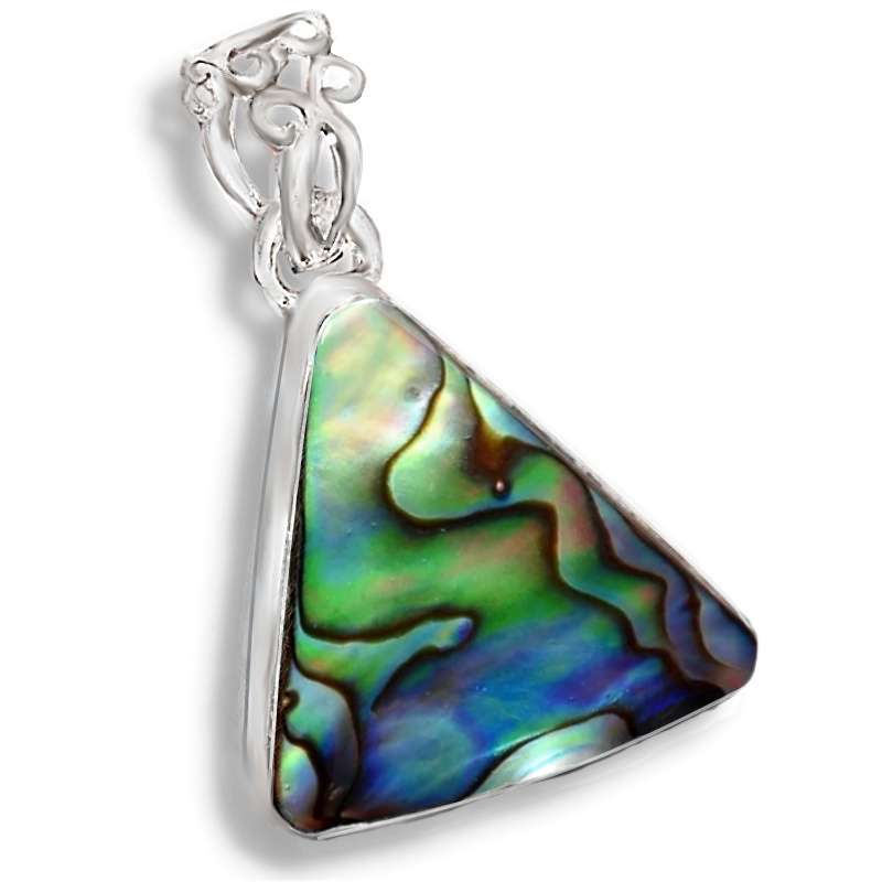 Natural New Zealand Abalone Shell set in Solid 925 Sterling Silver Pendant and Free Chain
