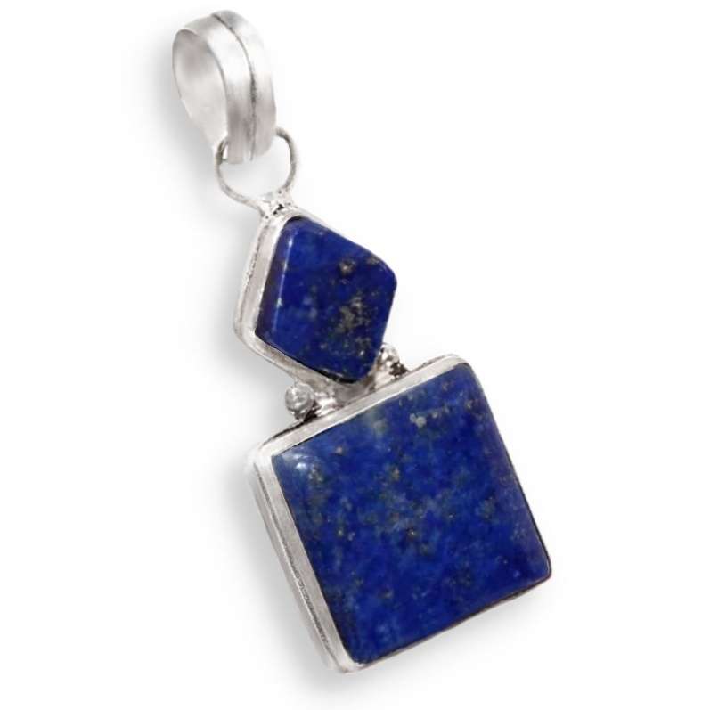 Natural Lapis Lazuli Mixed Shape Gemstones set in .925 Sterling Silver Plated Handmade Pendant
