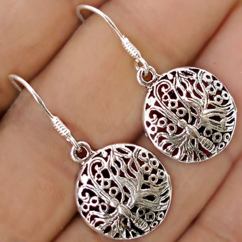 Indonesian - Butterfly Fantasy set in Solid .925 Sterling Silver Drop Dangle Dainty Earrings