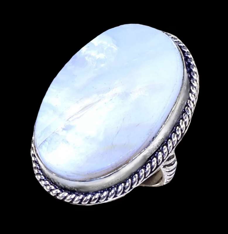Incredible Natural Mother of Pearl Oval set in  925 Sterling Silver Plated Handmade Size 7 or O