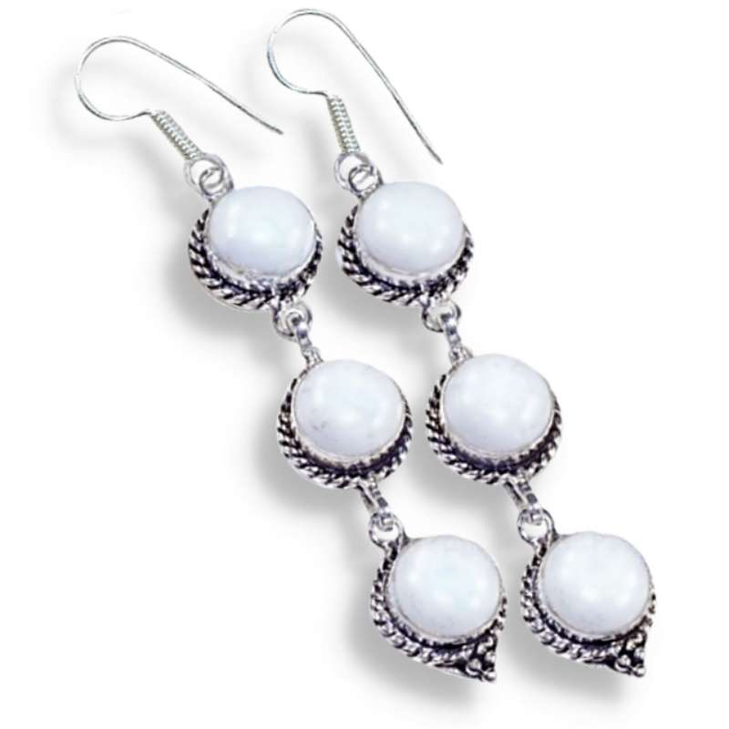 Handmade White Jade Round Gemstones set in. 925 Sterling Silver Plated Ring Size US 9 OR R1/2