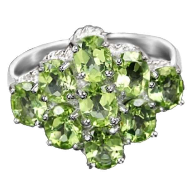 Deluxe Natural Unheated Peridot Gemstone set in Solid .925 Sterling Silver Ring Size US 7 or O