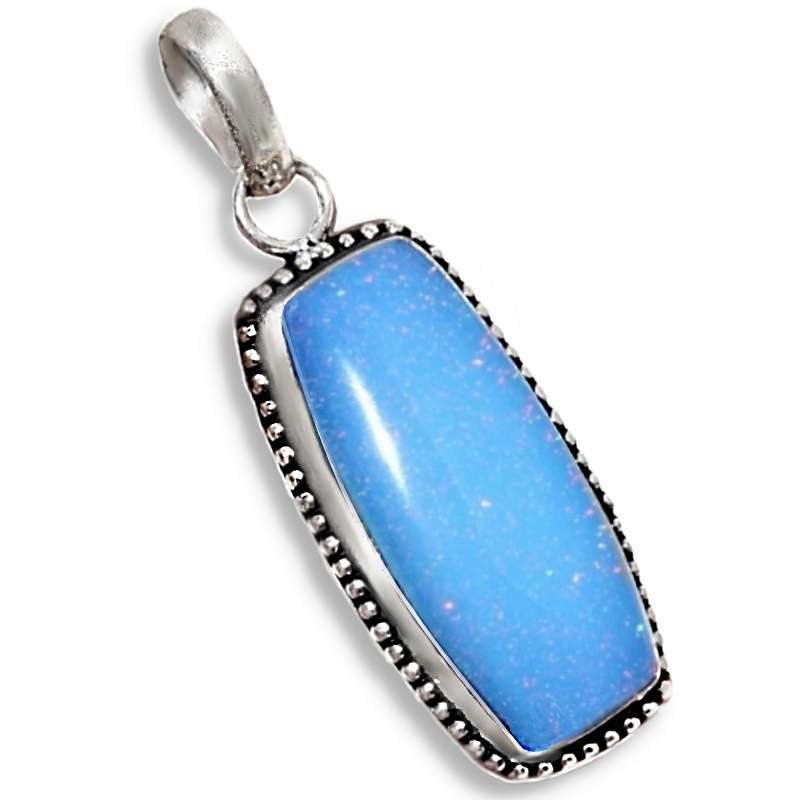 Fire Opal Triplet Geometric Gemstone set in  .925  Sterling Silver Plated Handmade Pendant