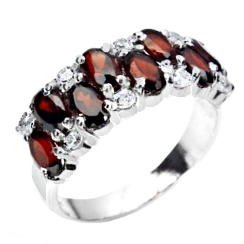 17.01 Ct Natural Mozambique Garnets White CZ in Solid 925 Sterling Silver Ring Size US 7/O