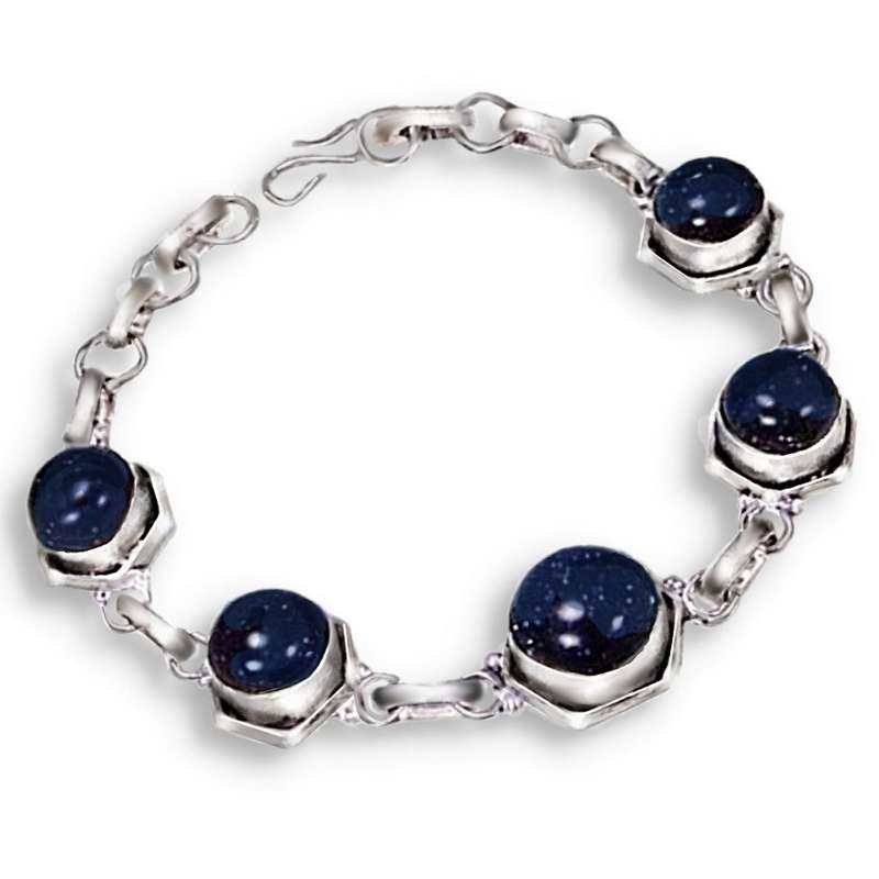 Dainty Purple Sandstone round Shape set in .925 Sterling Silver Plated Bracelet