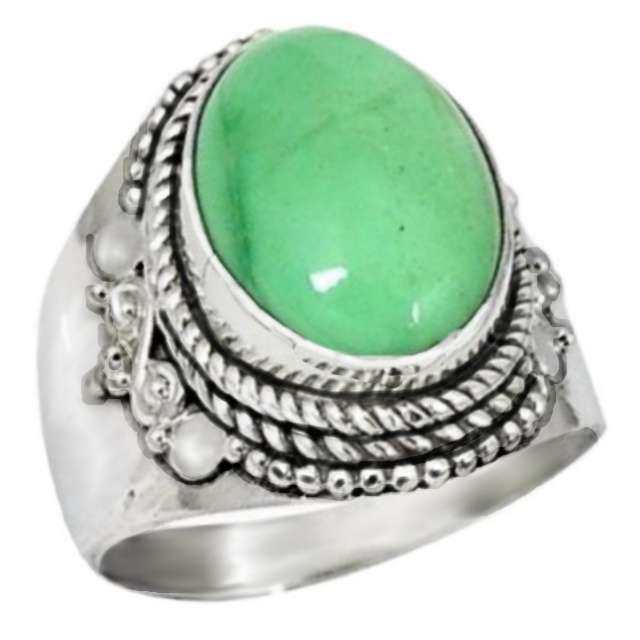6.27 cts Natural Variscite Oval Gemstone set in Solid .925 Sterling Silver Ring Size US 7 or UK O