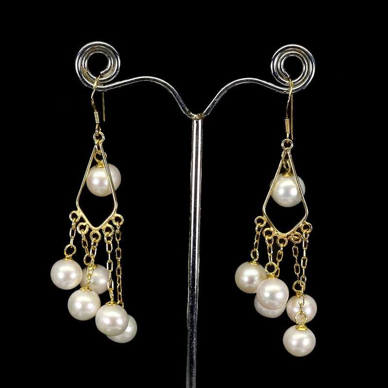 Deluxe Creamy White Baroque Pearl set in Solid .925 Sterling Silver 14K Yellow Gold Earrings