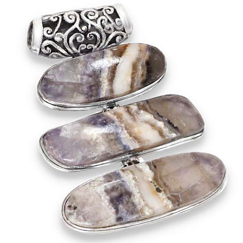 Natural Stick Agate Rectangle Gemstone set in .925 Sterling Silver Plated Handmade Earrings