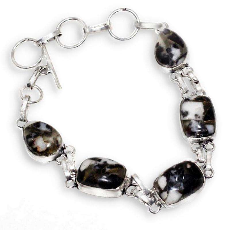 Natural White Buffalo Turquoise Mixed Shape Gemstone set in .925 Sterling Silver Plated Adjustable B