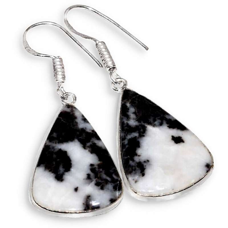 Natural White Buffalo Turquoise Pear Gemstone set in .925 Sterling Silver Plated Handmade Earrings
