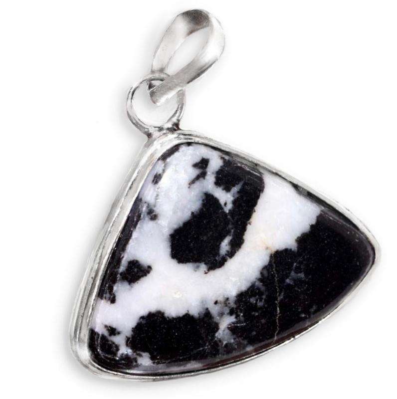 Natural White Buffalo Turquoise Geometric Gemstone set in .925 Sterling Silver Plated Pendant