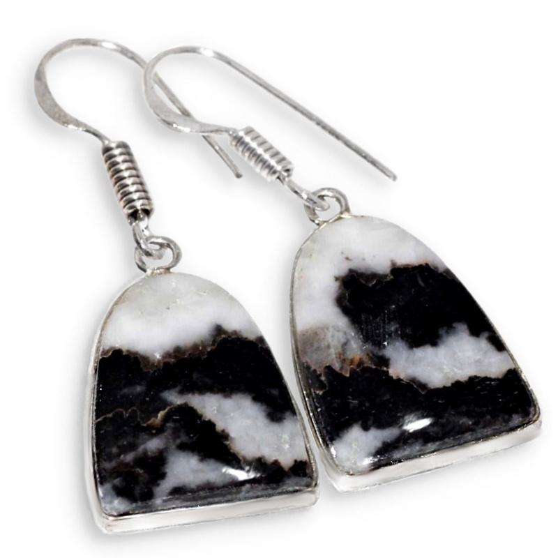Natural White Buffalo Turquoise Gemstone .925  Sterling Silver Plated Handmade Earrings