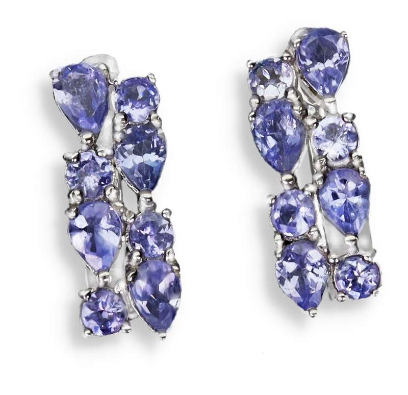 Deluxe Natural Unheated Tanzanite Mixed Shape Gemstone Solid .925 Silver & White Gold Necklace
