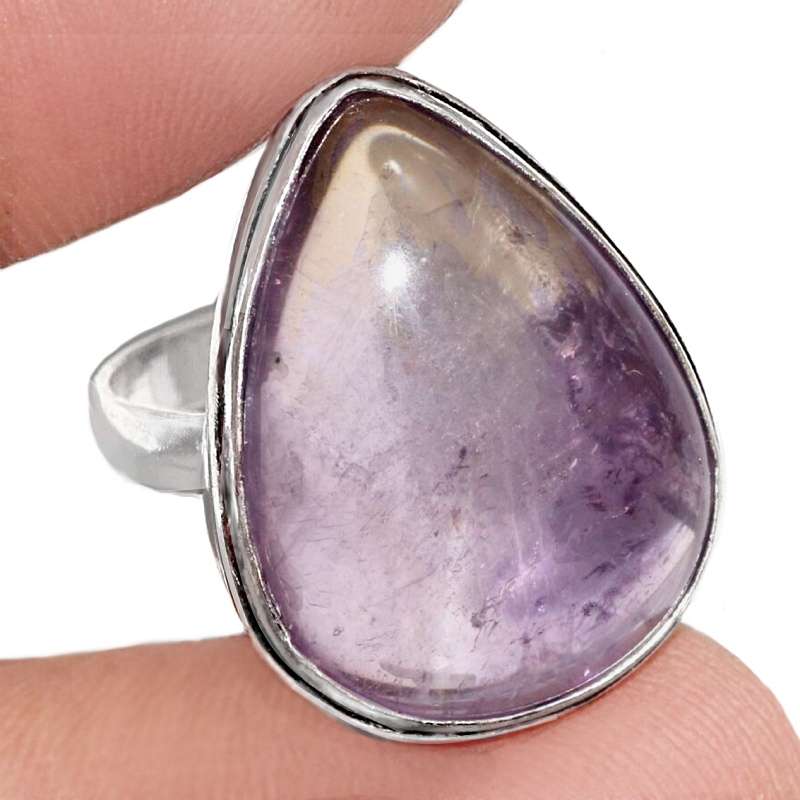 Ametrine Pear Shape Gemstone set in .925 Sterling Silver Plated Handmade Ring Sz US 8 /Q