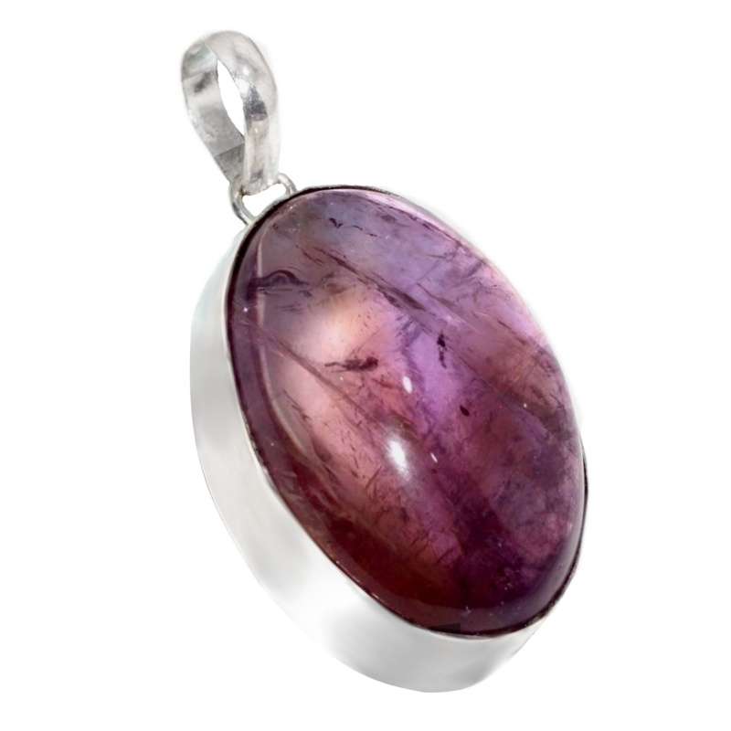 Handmade Natural Ametrine Oval Gemstone set in .925 Sterling Silver Plated Pendant