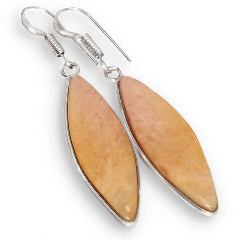 Natural Mookaite Marquise Shape Gemstone set in .925 Sterling Silver Handmade Earrings
