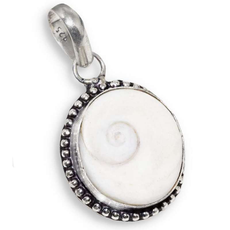 Dainty Natural Shea Shiva Shell set in . 925 Sterling Silver Plated Handmade Pendant