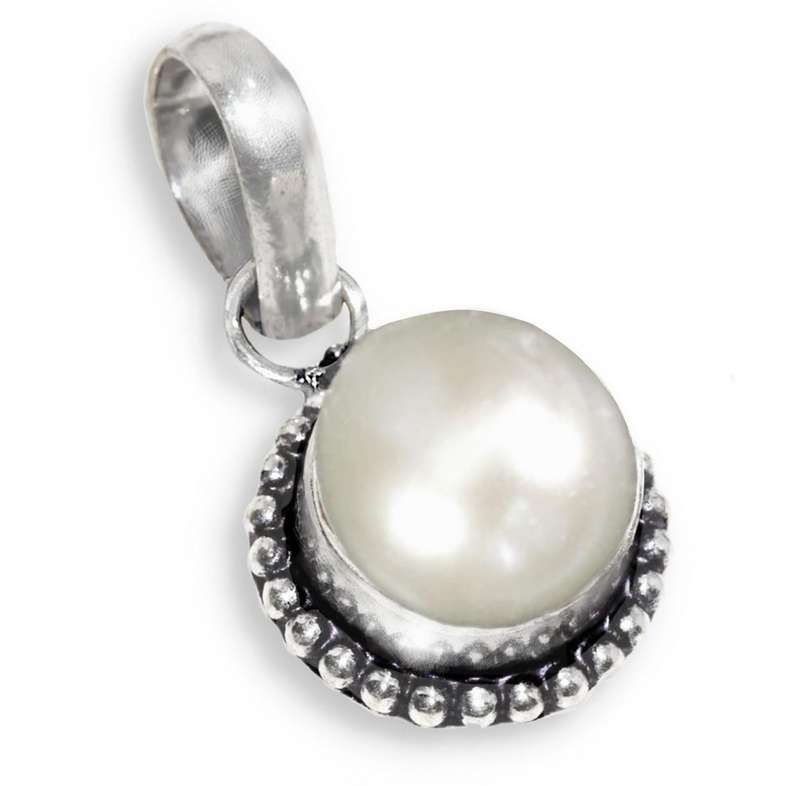 Dainty Creamy White River Pearl set in. 925 Sterling Silver Plated Handmade Pendant
