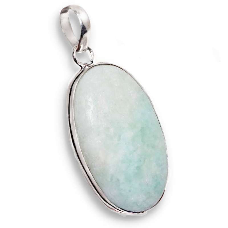Rare Natural HemImorphite Crystal Oval Gemstone .925 Sterling Silver Plate Handmade Pendant