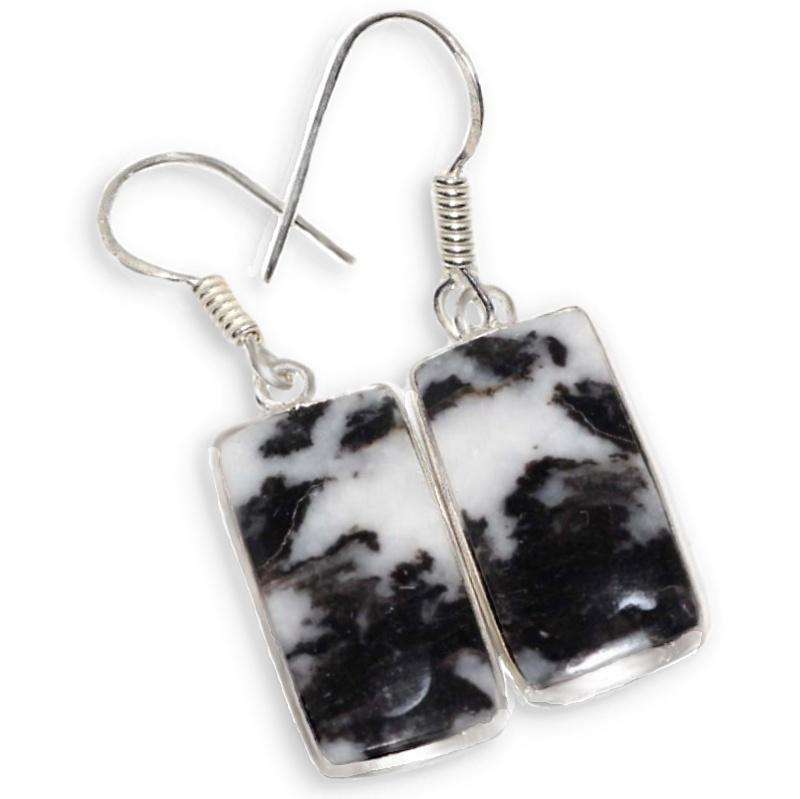 Dainty Natural White Buffalo Turquoise Gemstone set in.925 Sterling Silver Plated Handmade Earrings