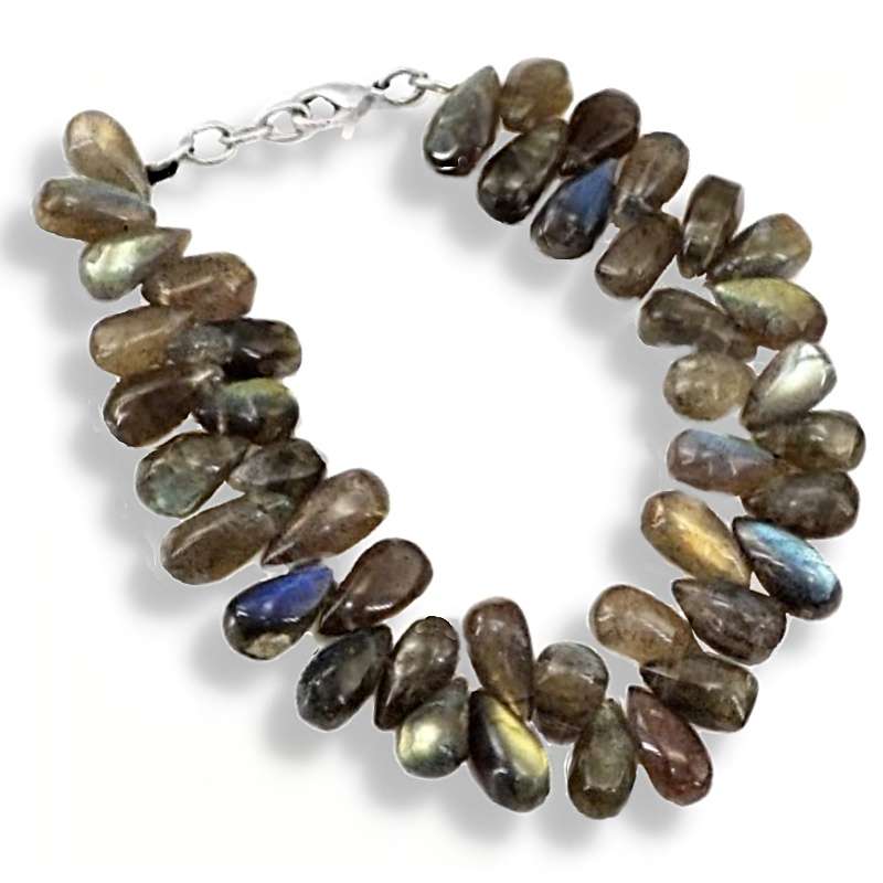 201 cts Natural Blue Fire Labradorite Gemstone Cluster Bracelet