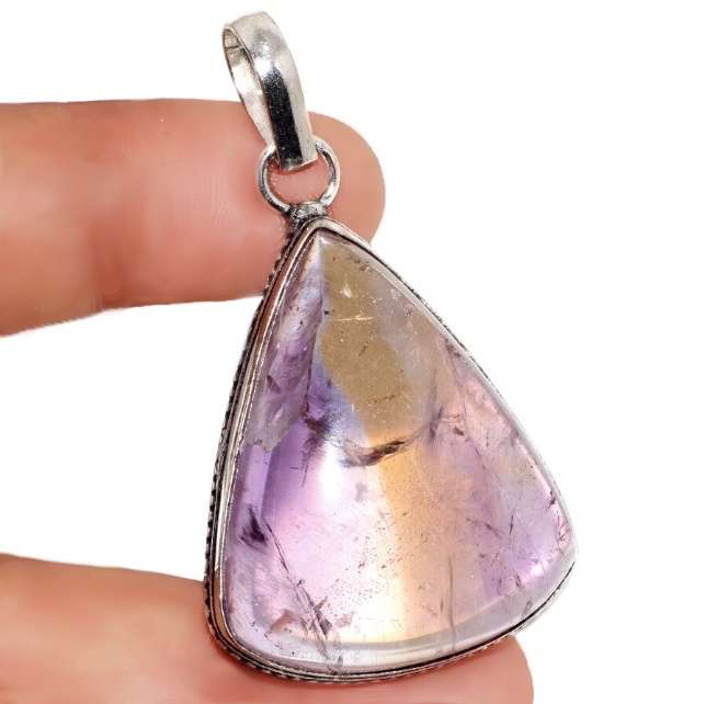 Natural Ametrine Pear Shape Gemstone set in .925 Sterling Silver Plated Handmade Pendant
